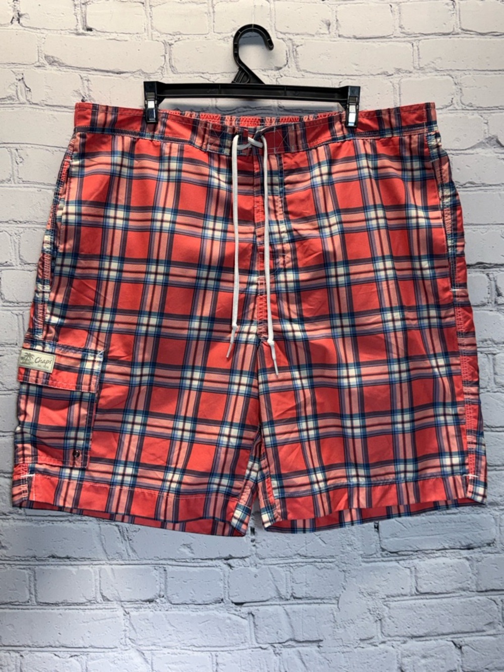 CHAPS LAGUNA Orange CHECKERED Swimsuit XLightweight-Lined-Flap Pocket XL